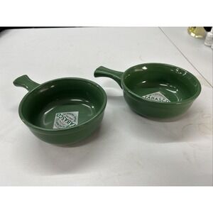 Tabasco McIlhenny Co Green Ceramic Handled Chili Soup Dip Salsa Bowl Lot Of 2